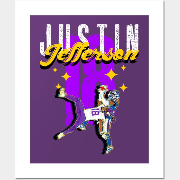 Justin Jefferson 18 - Minnesota Vikings Wall Art by Mic jr